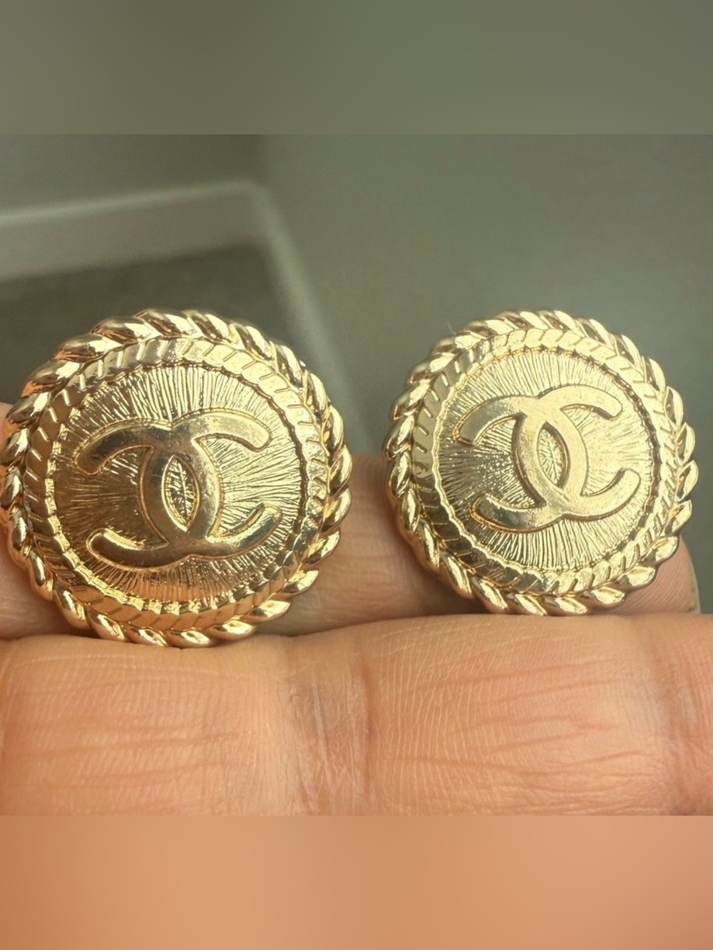Vintage Gold CC Statement Repurposed Studs - Picture 2 of 7
